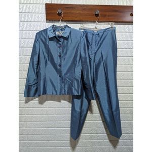 Spring Suit!  Larry Levine Suit Womens 2Pc Lined Silk-Feel Pant Suit  Sz 8